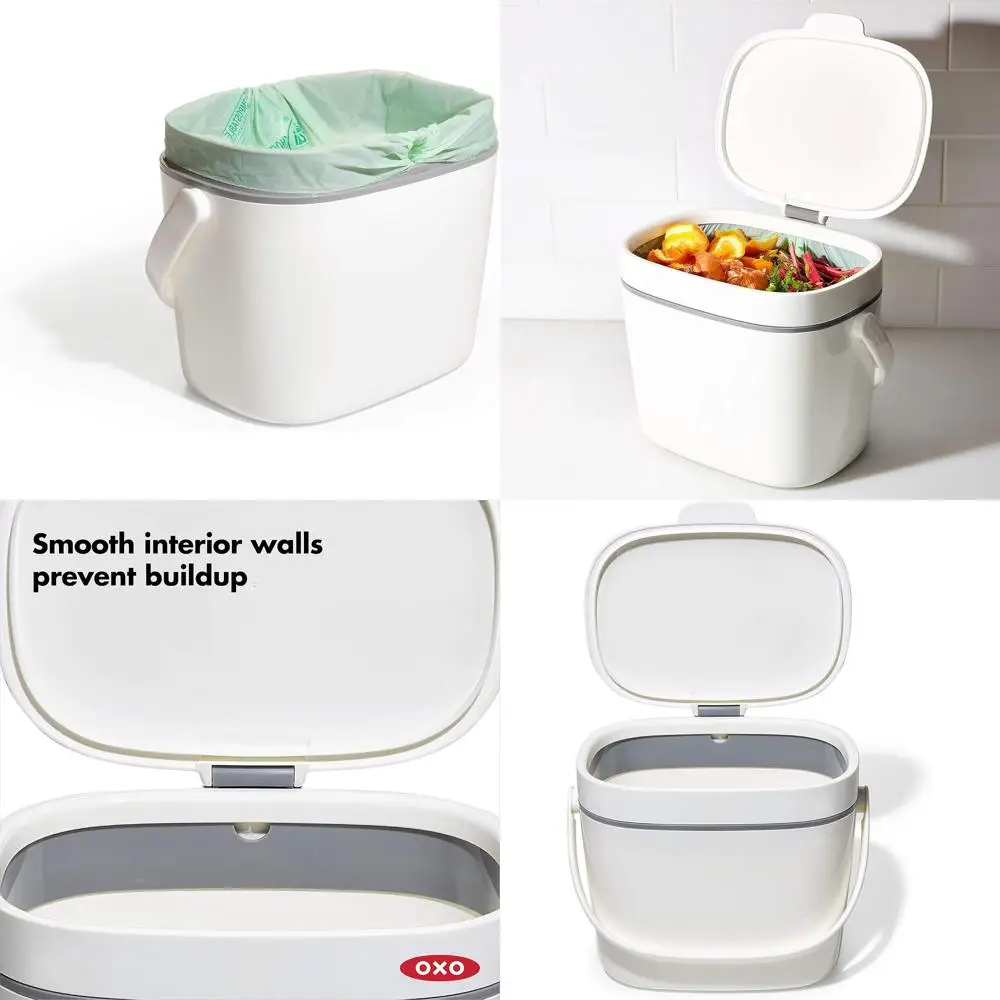 

White 1.75 Gallon Easy-Clean Compost Container with 6.62 Liter Capacity