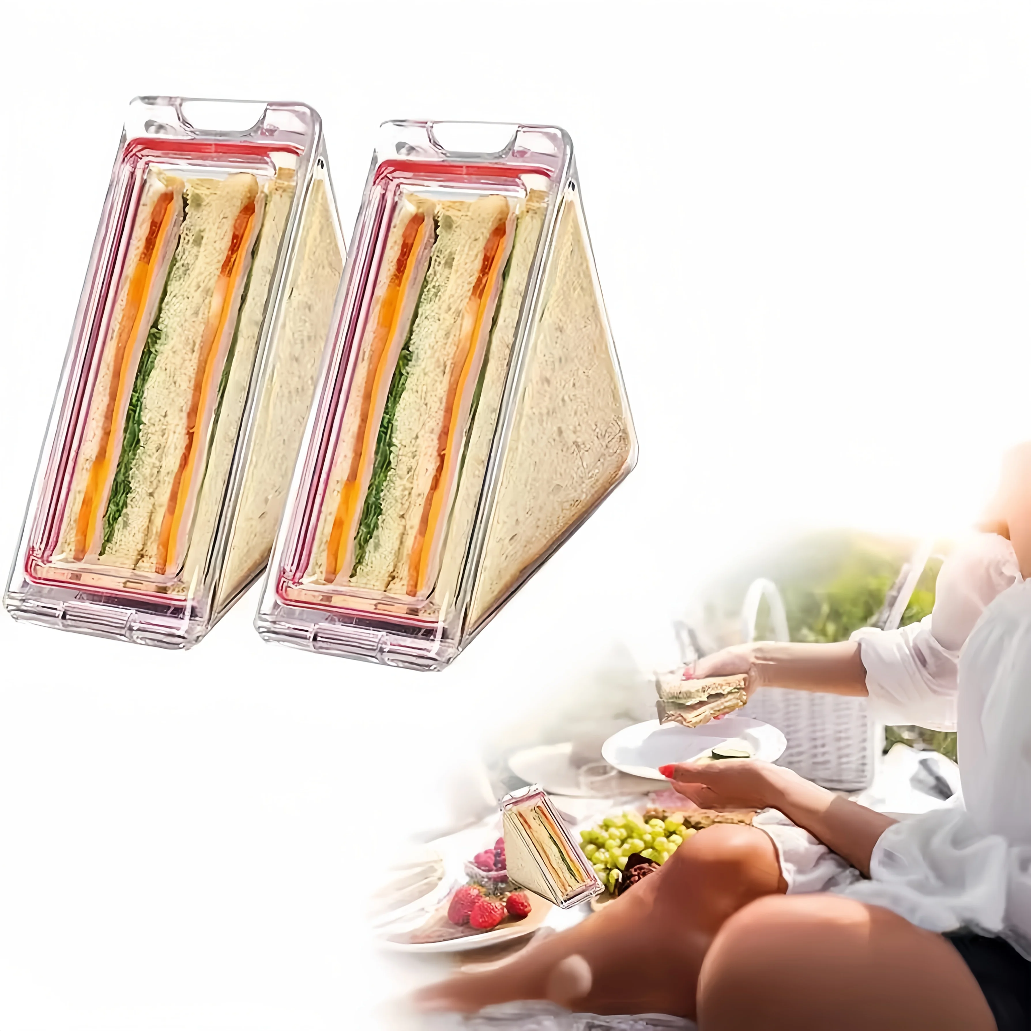 [صندوق غداء مفتوح من الجانب] صندوق غداء مفتوح من الجانب، صندوق بينتو، صندوق ساندويتش - مثالي للتخييم في الهواء الطلق ورحلات العمل