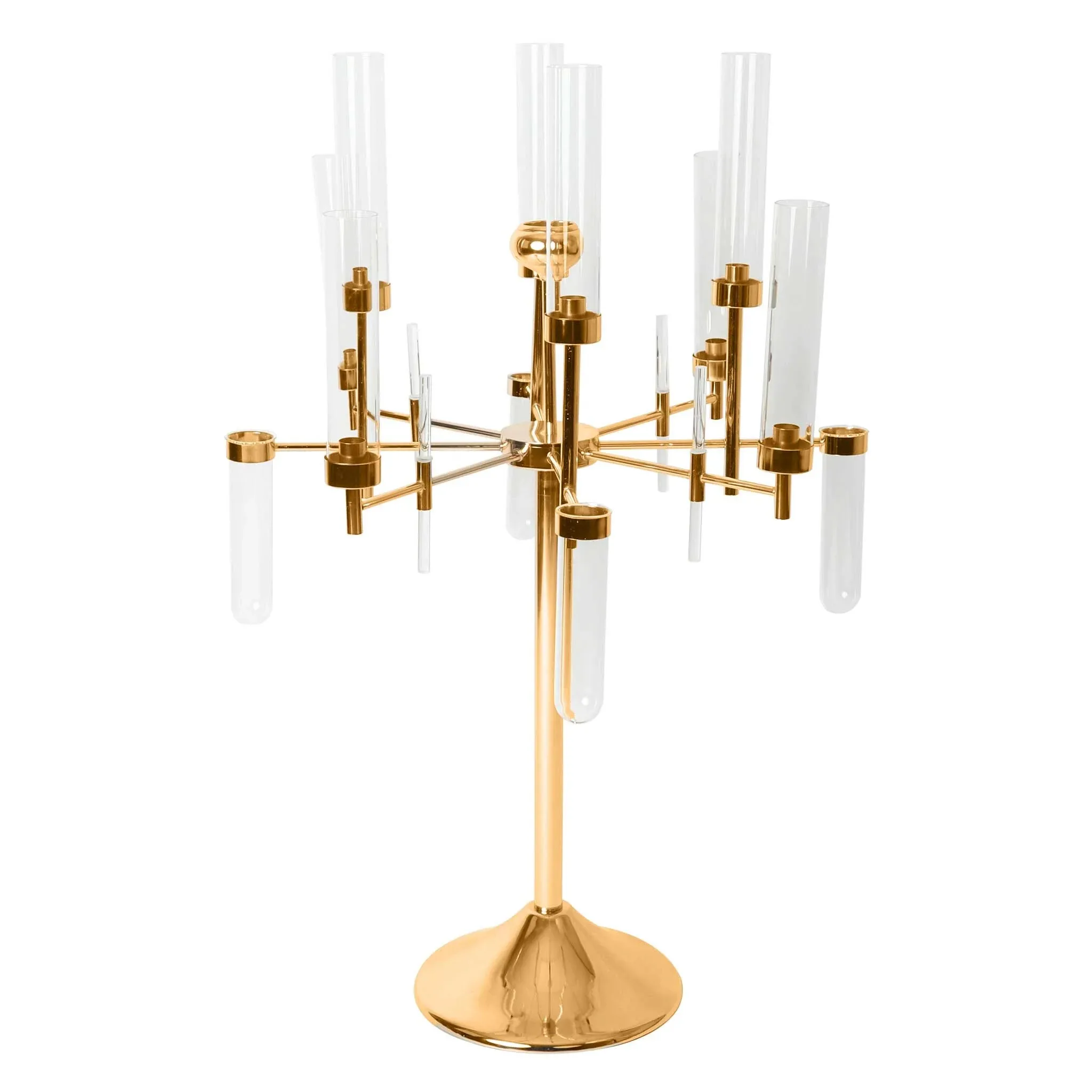 

Luxury Metal Candelabrum Floral Holder 13 Arms Candelabra Wedding Centerpiece Tall With Glass Tube Wedding Backdrop Stage Decor