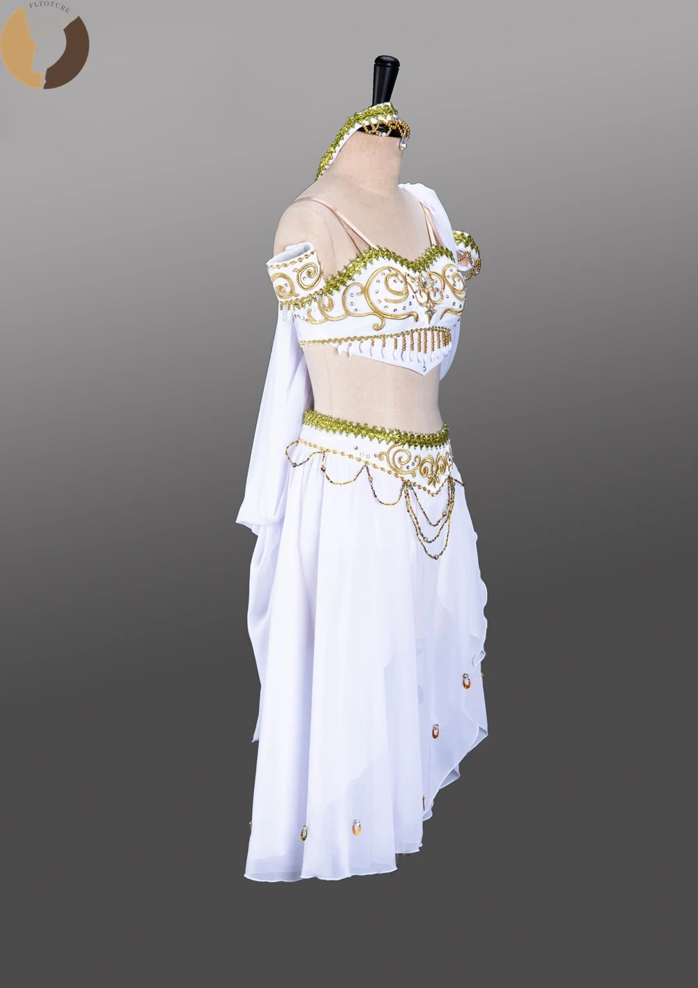 Fltoture 2023 Nieuwe Aankomst Meisjes Witte Chiffon Lange Rok Ballet Variatie La Bayadere Op Maat Gemaakte Podium Dans Kostuums Jurk