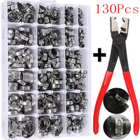 130/80/45PCs Stainless Steel Ear Stepless Clamp Worm Drive Fuel Water Hose Pipe Clamps Clips 1PC Hose Clip Clamp Pliers