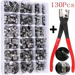 130/80/45PCs Stainless Steel Ear Stepless Clamp Worm Drive Fuel Water Hose Pipe Clamps Clips 1PC Hose Clip Clamp Pliers