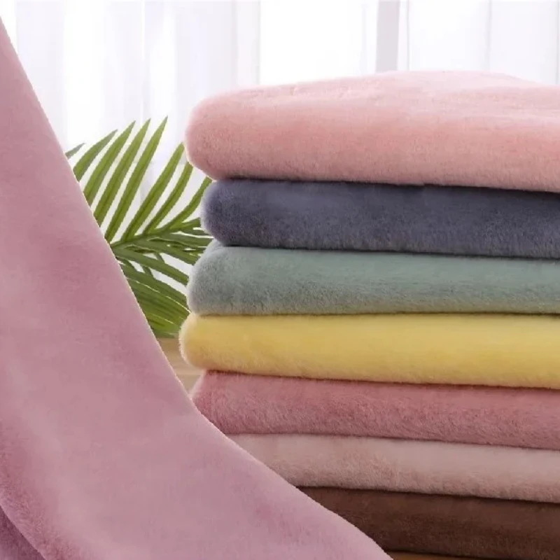 Encryption Faux Rex Rabbit Fur Fabric Soft Thick Blanket  Hat Coat Plush Toy Handmade DIY Fur Clothing Sewing Fabric Multi-color