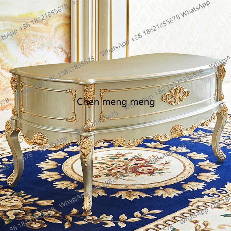 

Европейский письменный стол из массива дерева с резьбой в виде цветов, мебель для кабинета, письменный стол из массива дерева