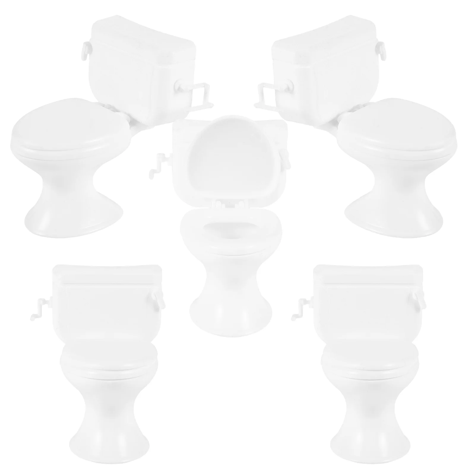 

5 Pcs Toilet Model Mini House Furniture Decorate Decorative Abs Bathroom Plaything Crafts Accessories