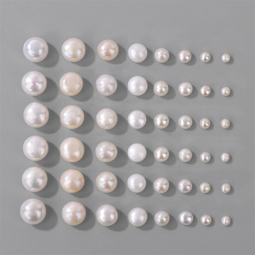 High Quality Half Drilled Hole Pearls 3-11MM Natural White Bread  Freshwater Pearl Beads For Jewelry Making DIY Stud Earrings