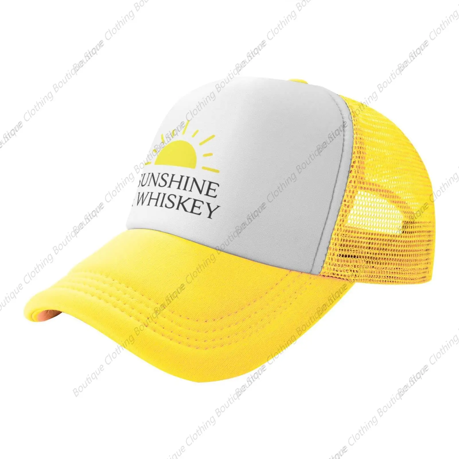 

Whiskey and Sunshine Slogan Unisex Adult Adjustable Mesh Hats Baseball Hat Trucker Cap for Men Women Yellow