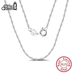 Effie Queen Charm S925 Silver 1.5mm 14k Gold Twisted Curb Rope Chain Choker Necklace Men Women's Neck Chain Simple Jewelry SC02