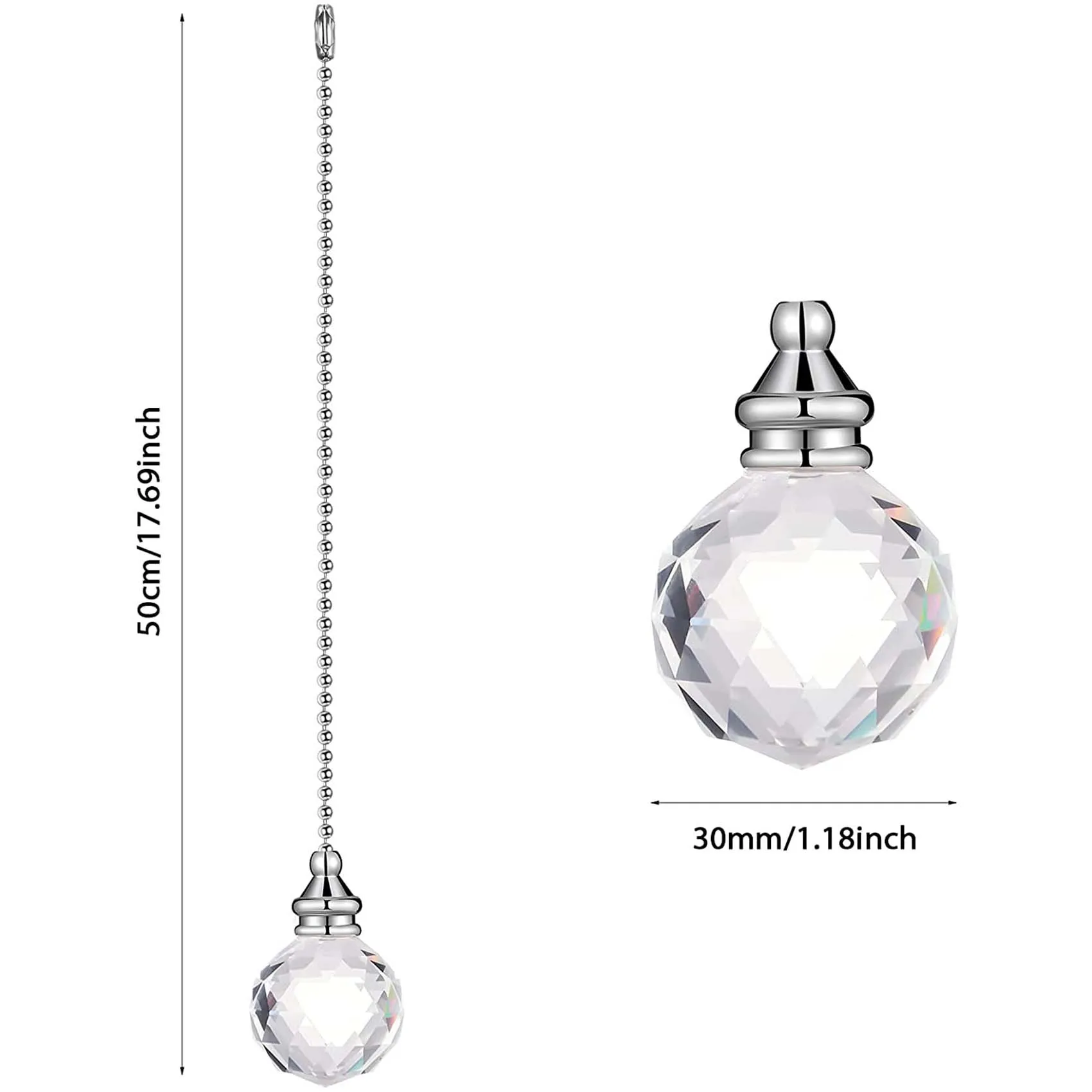 Crystal Pendant Pull Chains Ceiling Fan Chain Extension Crystal Prism Chain Extender for Bathroom Ceiling Light Fan