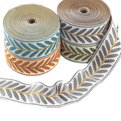 25 Meters Woven Jacquard Ribbon 6CM Wide Leaf Style Sewing Strap Trim For Clothing Curtain Sofa Decoration Accessories