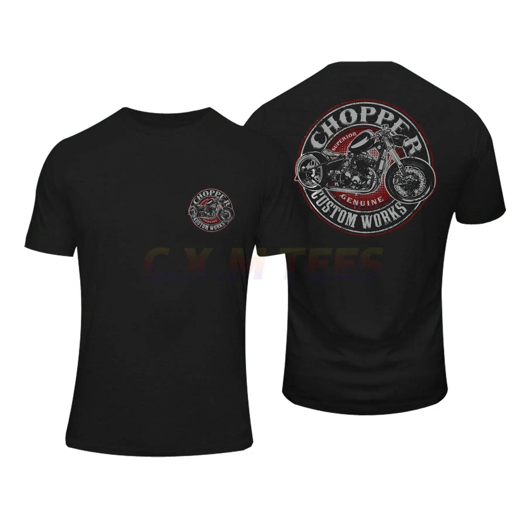 

Amazing Tees Men Motorcycle Chopper Oldschool Custom Motorrad In Summer T Shirt Double-sided Casual Oversized T-shirt S-3XL