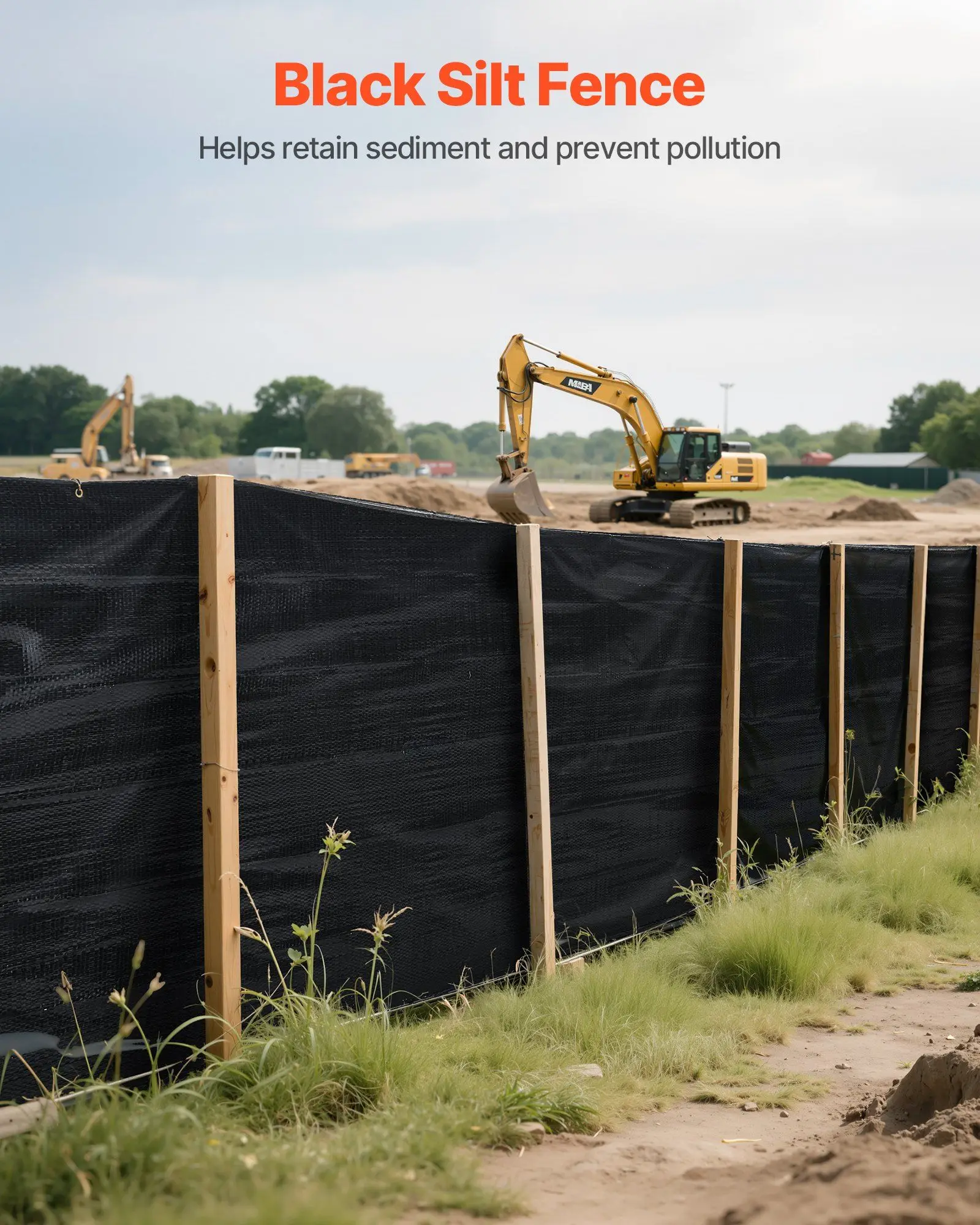 

Silt Fence Fabric Roll, 3 x 500 ft Erosion Control Fencing, Industrial Grade Tough Polypropylene Fabrics for Sediment Retention