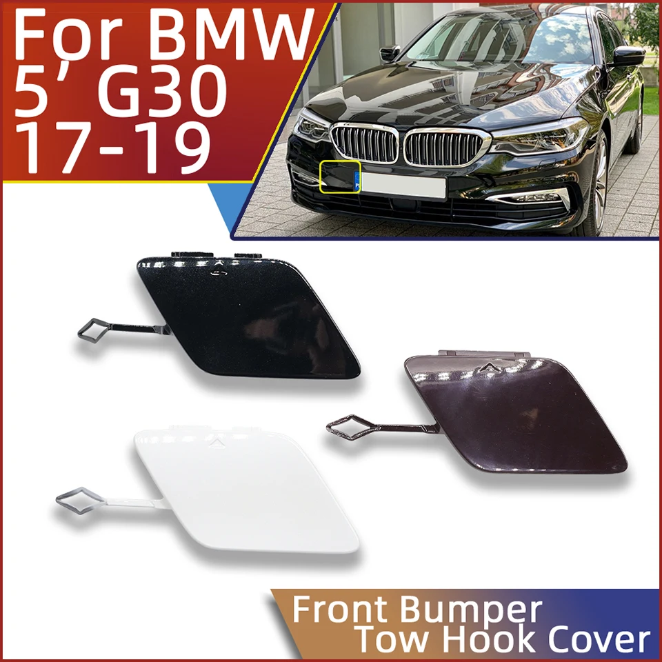 Para Bmw Serie 5 2017 2018 2019 G30 G31 518 520 525 530 535 540 # 51117427448   Tapa de transporte de tapa de cubierta de ojo de gancho de remolque de parachoques delantero