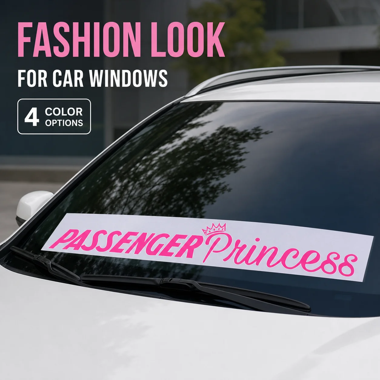 Passenger Princess Car Window Sticker Vinyl Decal Crown Lettering Auto Decoration 4 Colors Easy Apply Clean Look