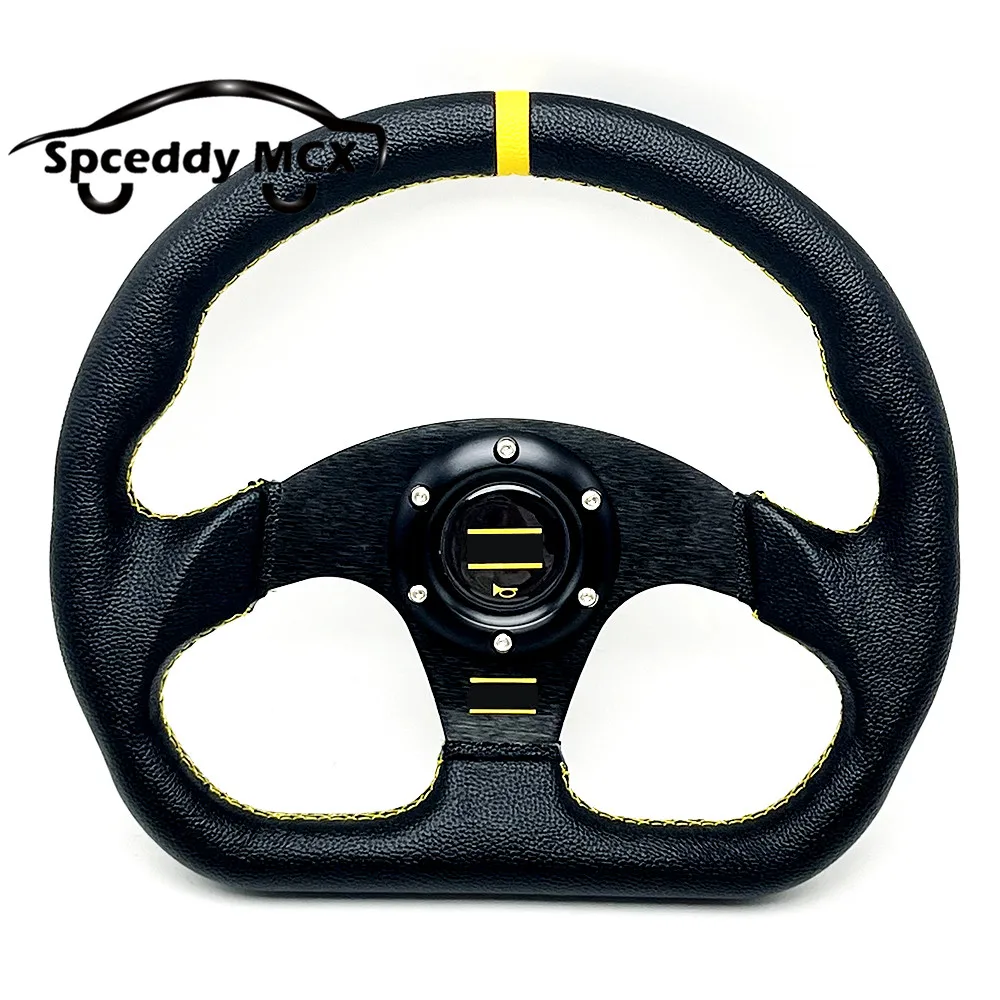 JDM Racing Power Sport 13inch 325mm D shape PVC Car Steering Wheel With Om logo