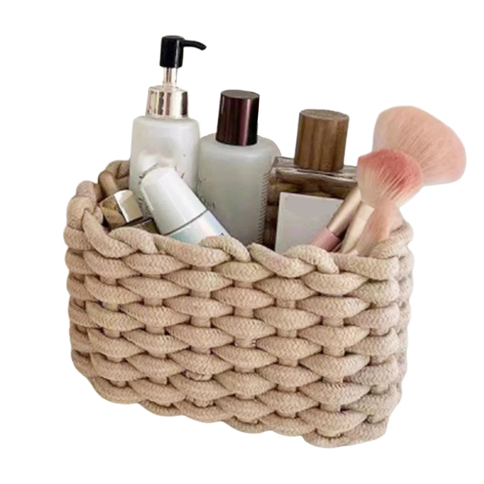 Rustic Retro Desktop Storage Basket Makeup Brush Desktop Sundries Organizer for Home Bathroom Accessories