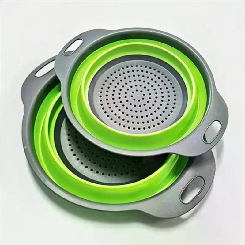 Silicone Folding Drainer Basket Fruit Vegetable Foldable Colander Kitchen Strainer For Food Pasta Kitchenware Drain Device