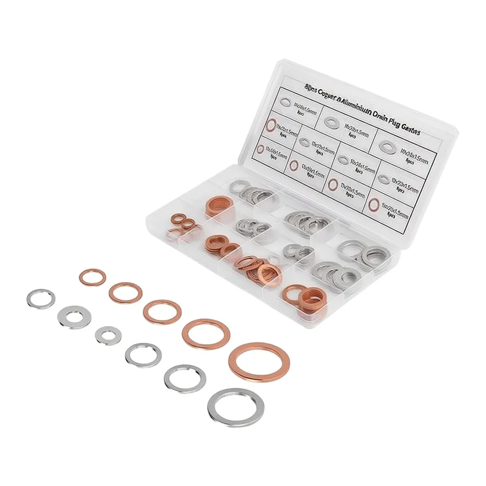 88PCS Oil Crush Washer Kit 11 Sizes Of Car Oil Drain Gasket Kit For Sealing Flat Ring Seal Spacer O Ring Gasket Shim Pad