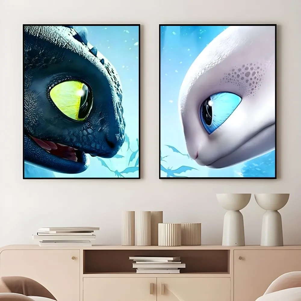 How To T-Train Your D-Dragon Cute Poster Sticky Wall Art Printing Waterproof Home Living Bed Room Bar Aesthetic Decor