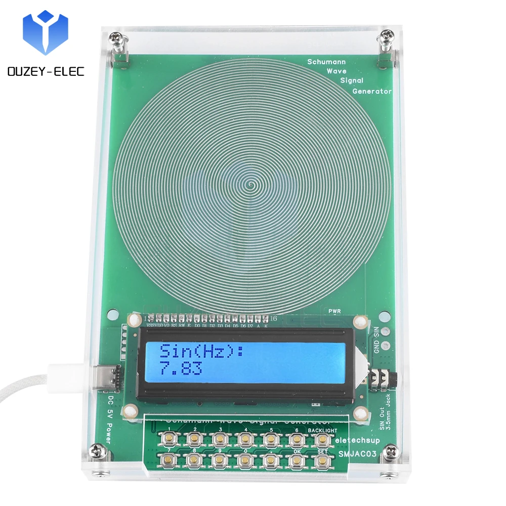 7.83Hz Schumann Wave Generator With Acrylic Shell Pure Sine Frequency Adjustable Signal Generator 0.01H-100KH Pure Sine Wave