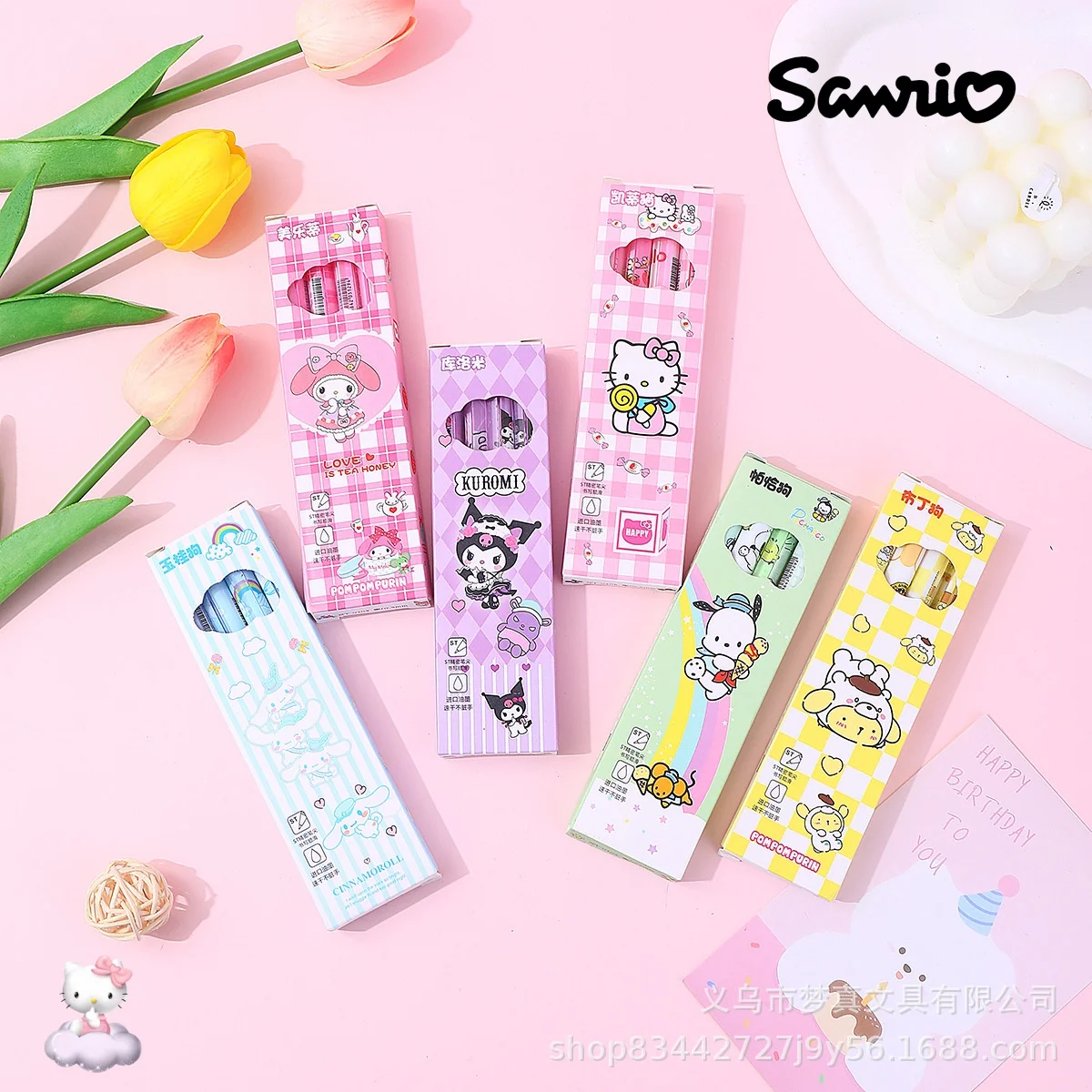 

Sanrio HelloKitty Pencil Kuromi Cinnamoroll Mymelody Action Anime Figures Pencil Cute Cartoon Student Sketching Pen Student Gift