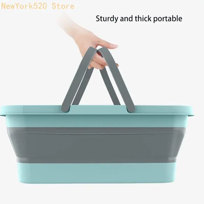 Rectangular Portable Foldable Bucket Practical with Double Carry Handle Outdoor N84C