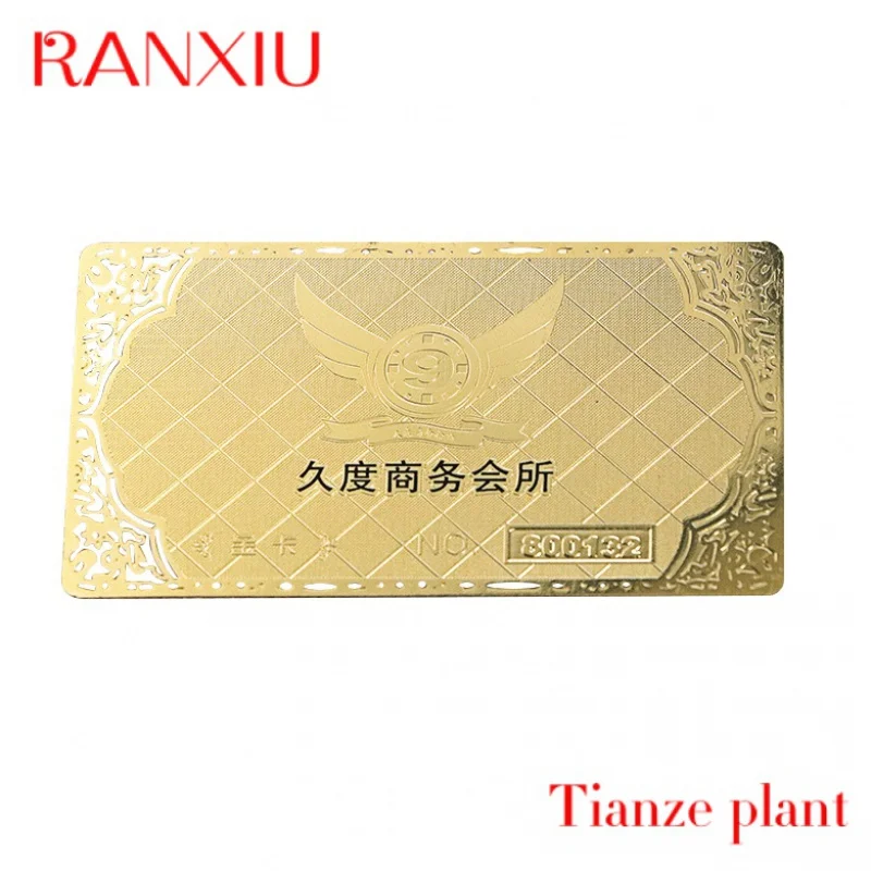 

Custom Hi Qlity Gold Stainls Steel Card Printing Custo etal Busins Car ith Logo