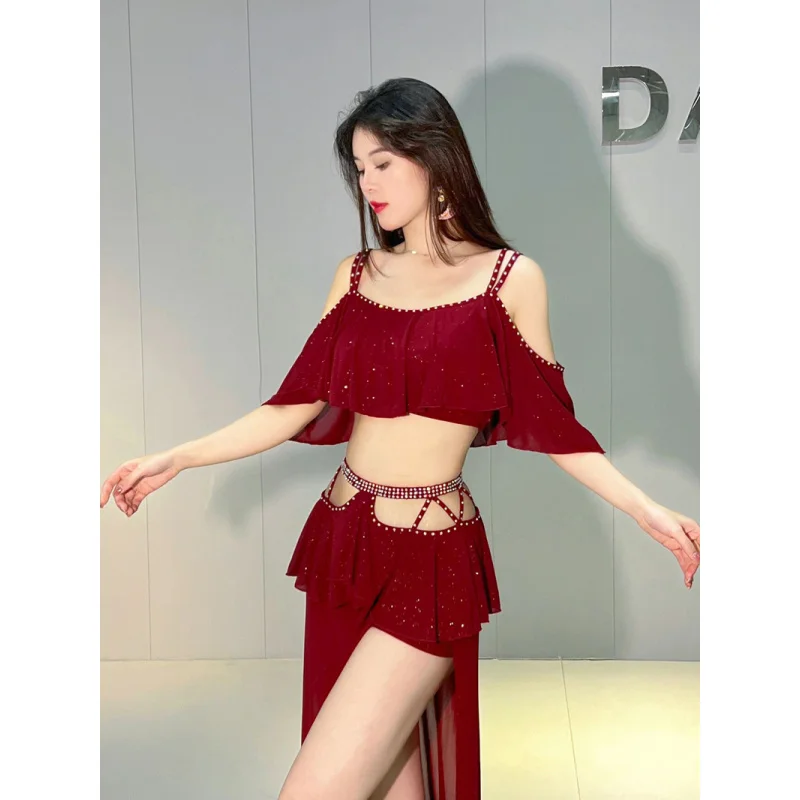 2025 Nuovo set di abiti da allenamento in rete autunno inverno unici e originali per la danza del ventre per il gruppo