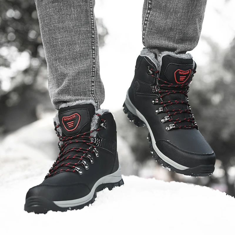 Men Casual Snow Boots Waterproof Warm Winter Shoes Men Hiking Boots Outdoor Mountain Climbing Sneaker Man cotton shoes male