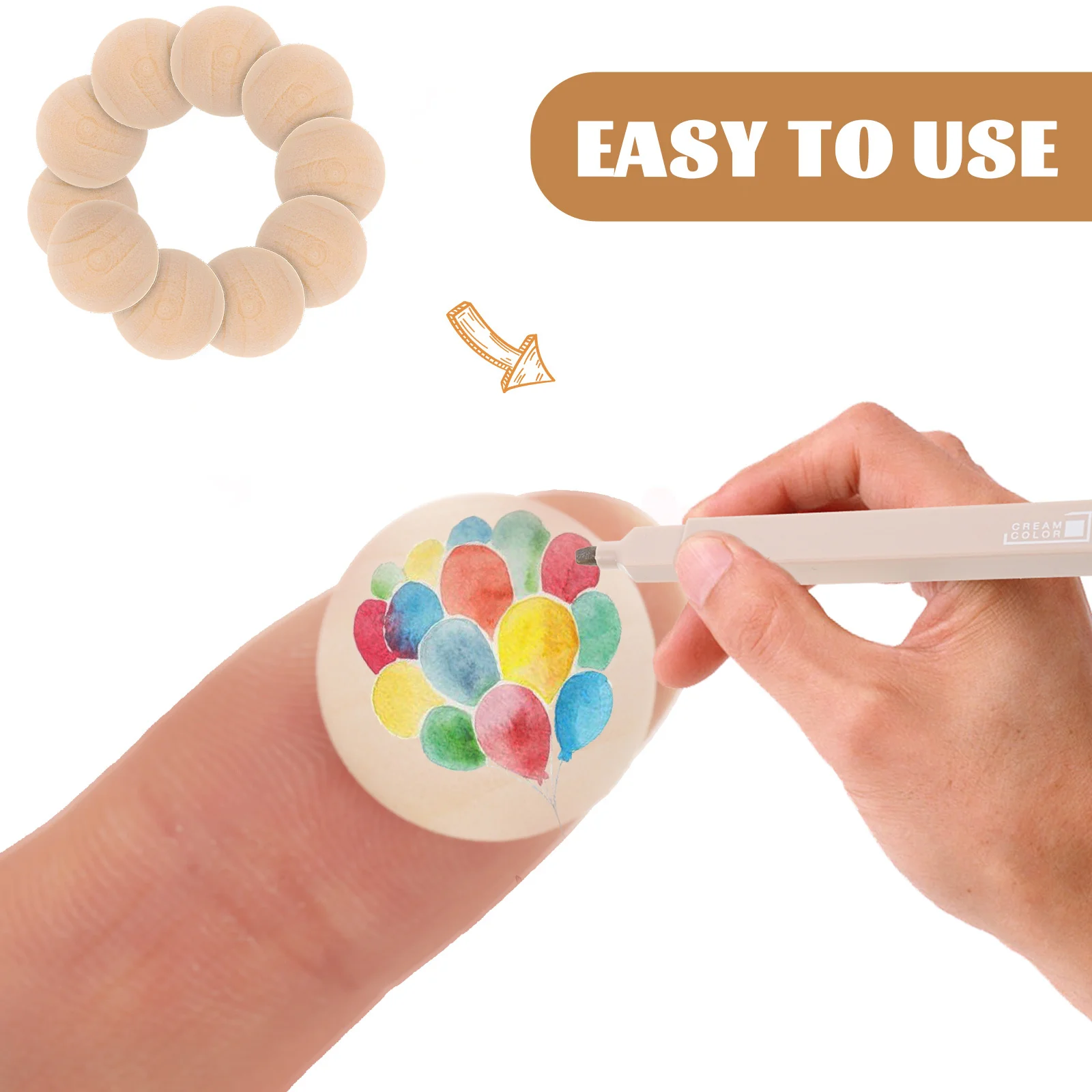 

200Pcs Smooth Half Round Wood Beads Natural Unfinished DIY Craft Jewelry Making Supplies Charms Half Craft Balls