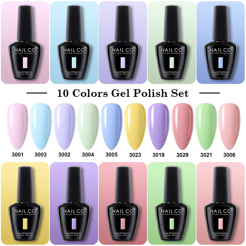 

NAILCO 10pcs/Set UV Gel Polish 15ml Red Nude Colors Series Winter Nails Art Manicure Gel Nail Lakiery Hybrydowe Varnishes Design