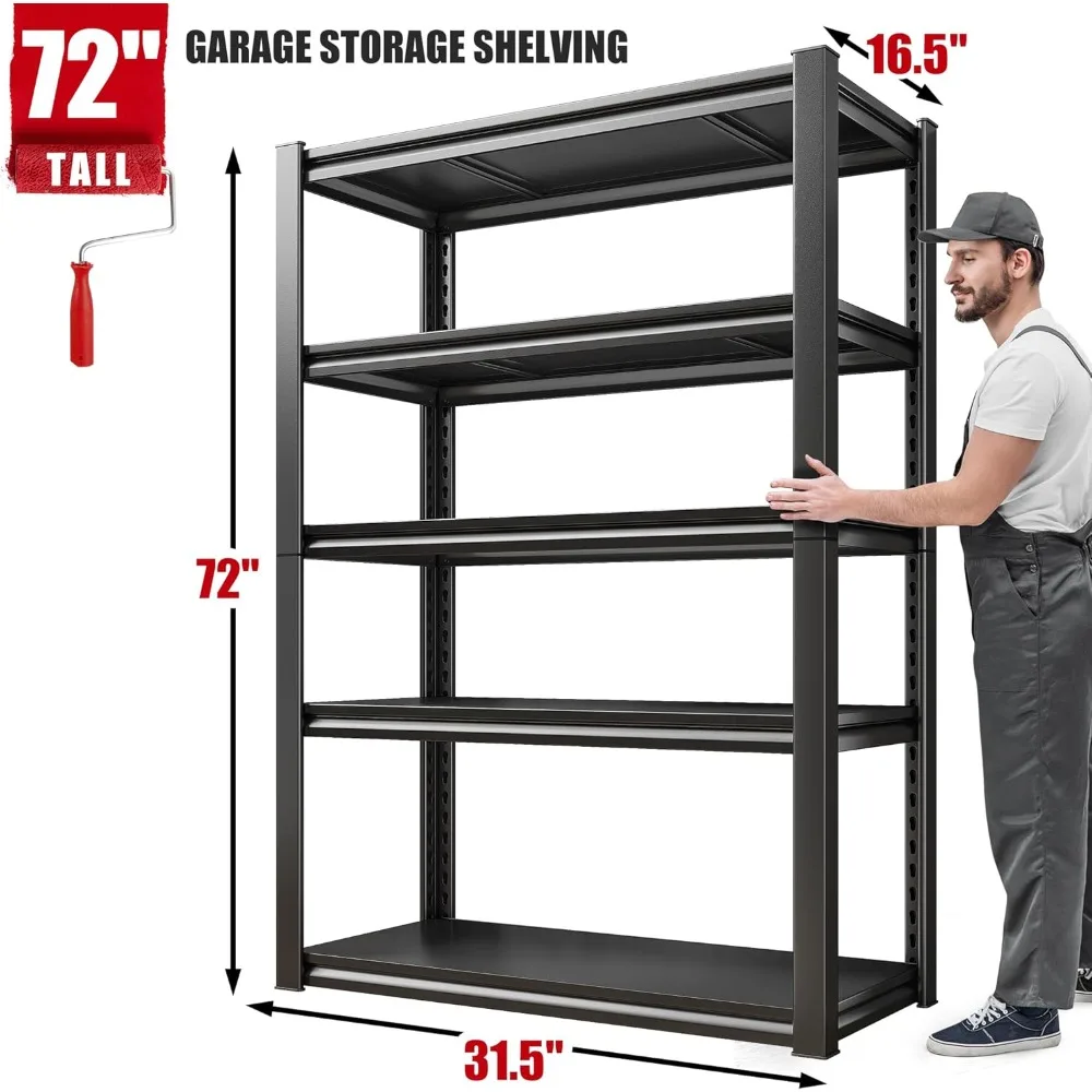 Heavy Duty Garage Shelving 2000LBS 5-Tier Adjustable Metal Storage Shelves for Garage Basement - Steel Rack ，Customized