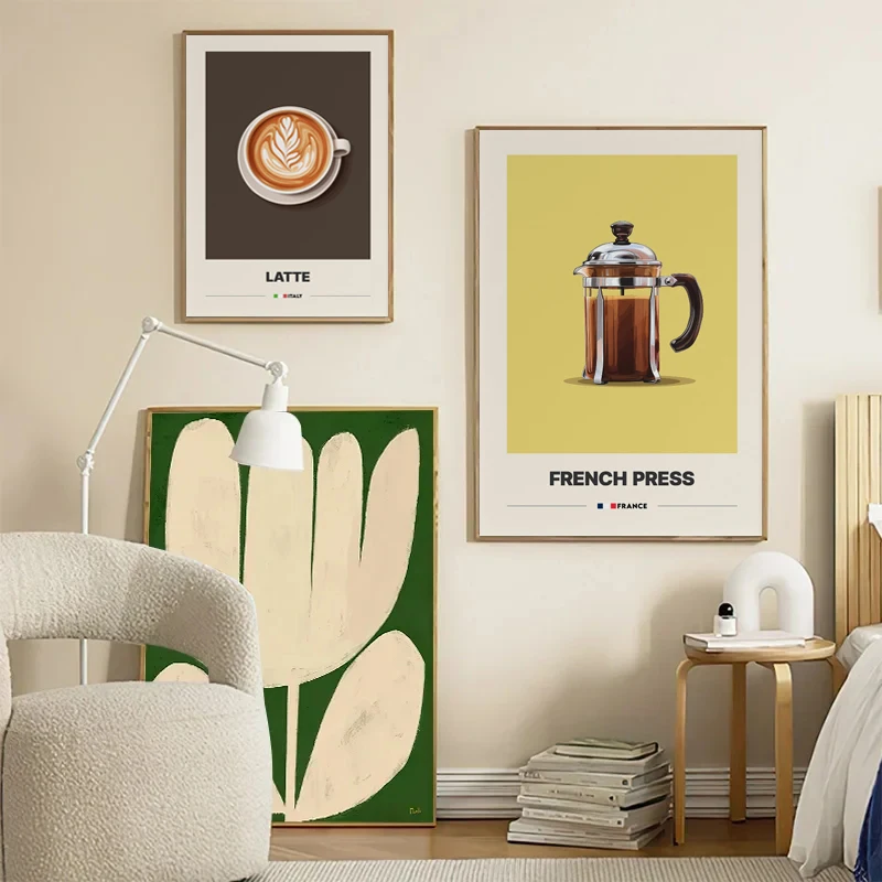 Minimalist Coffee Turkish coffee,Latte,Espresso,Americano Poster Canvas Painting Wall Art Pictures Home Bar Kitchen Cafe Decor
