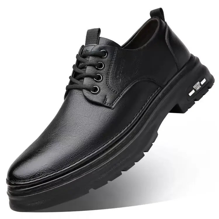 

Autumn New Designer Platform Derby Shoes for Men Solid Color Fashion Casual Cow Leather Shoes Male Retro Big Head Work Shoe Man