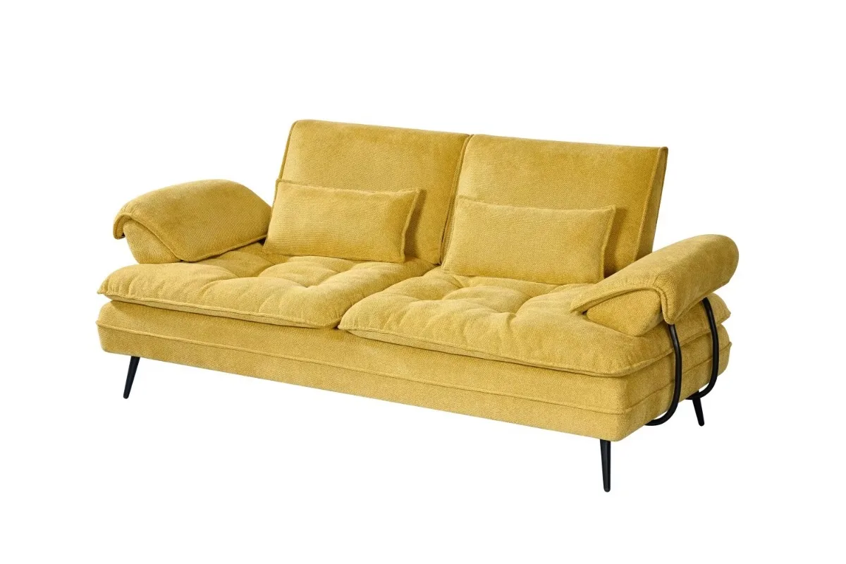 3-Seater Modern Sectional Fabric Sofa with Sponge Filled Comfortable Seats Durable Metal Legs Revolving Design for Living Room