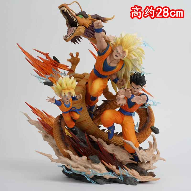 Anime Dragon Ball Z Super Saiyan 3 Son Goku Son Goten Son Gohan Battle Ver. PVC Action Figure Statue Collection Model Toys Doll