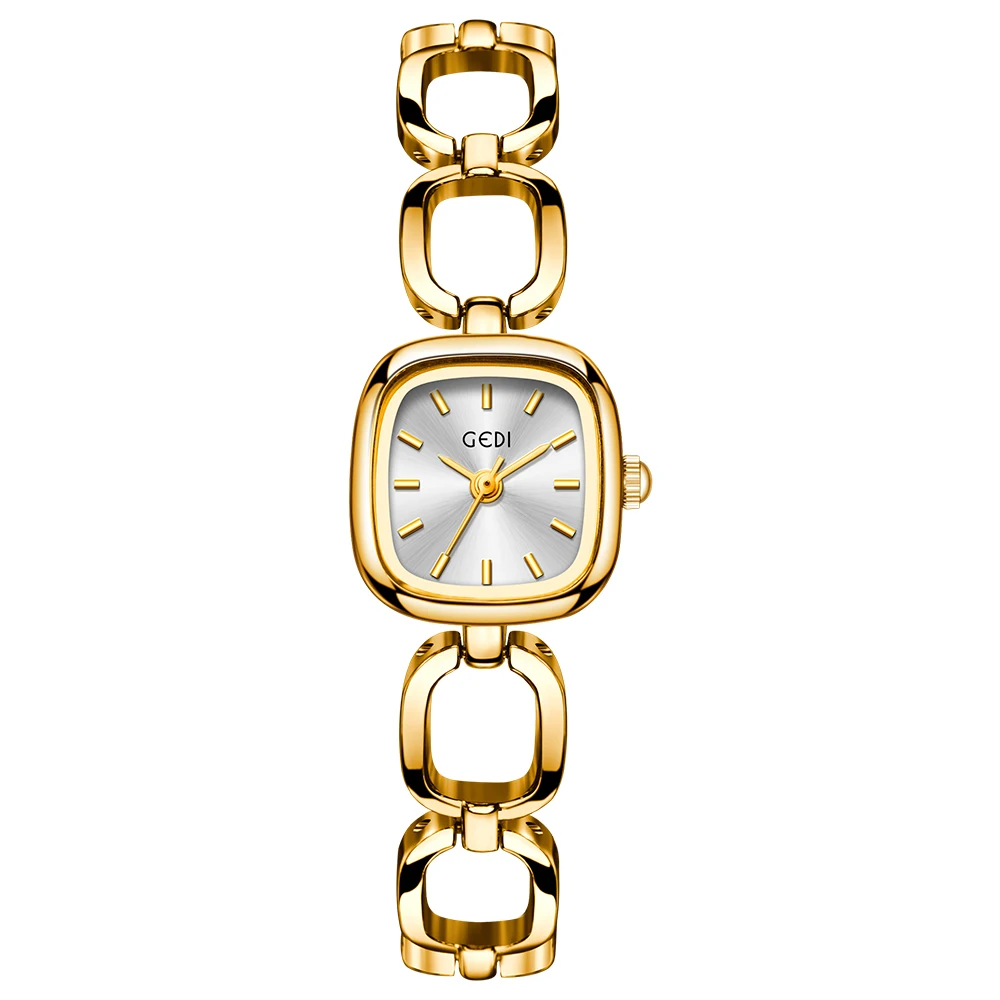 

GEDI винтажные кварцевые женские часы с квадратным циферблатом, легкие роскошные женские наручные часы премиум-класса, модные повседневные женские часы