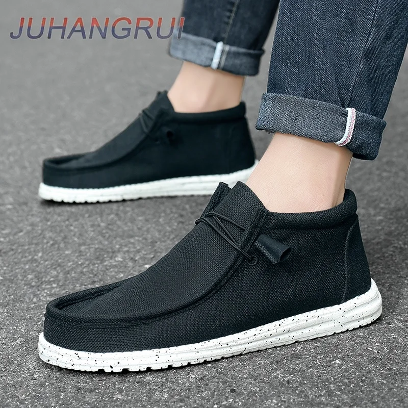 メンズカジュアルウォーキングシューズ通気性軽量キャンバスシューズローファーメンズアウトドアノンスリップソフトソールスニーカー耐摩耗性