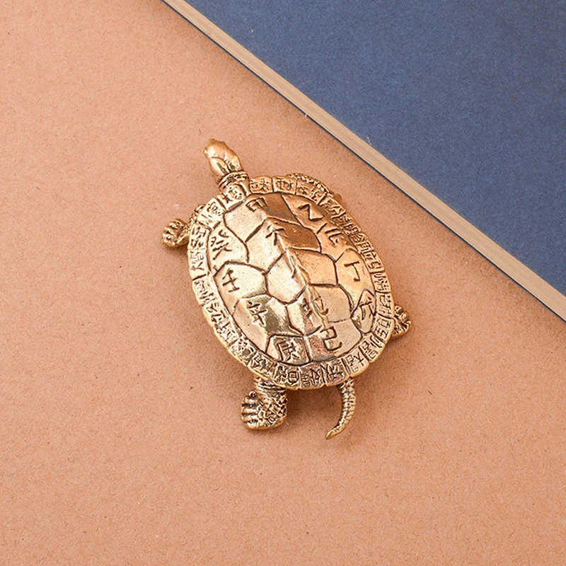 Retro Brass Tortoise Ornament Statue Metal Animal Sculpture Home Office Decoration Ornament Tea Pet Crafts 6.6*4cm