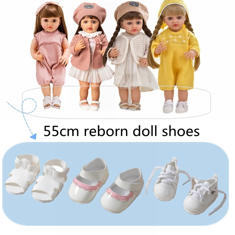 7.5-8cm Lovely Doll Shoes For 21inch Reborn Doll 55cm Baby Doll Accessories Sneakers Mini Shoes DIY Girl Toy