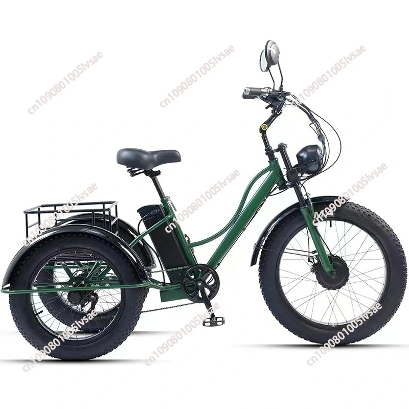 3-Wheel Electric Assist Tricycle - All-Terrain Snow   Land Bike with Basket   Gear System