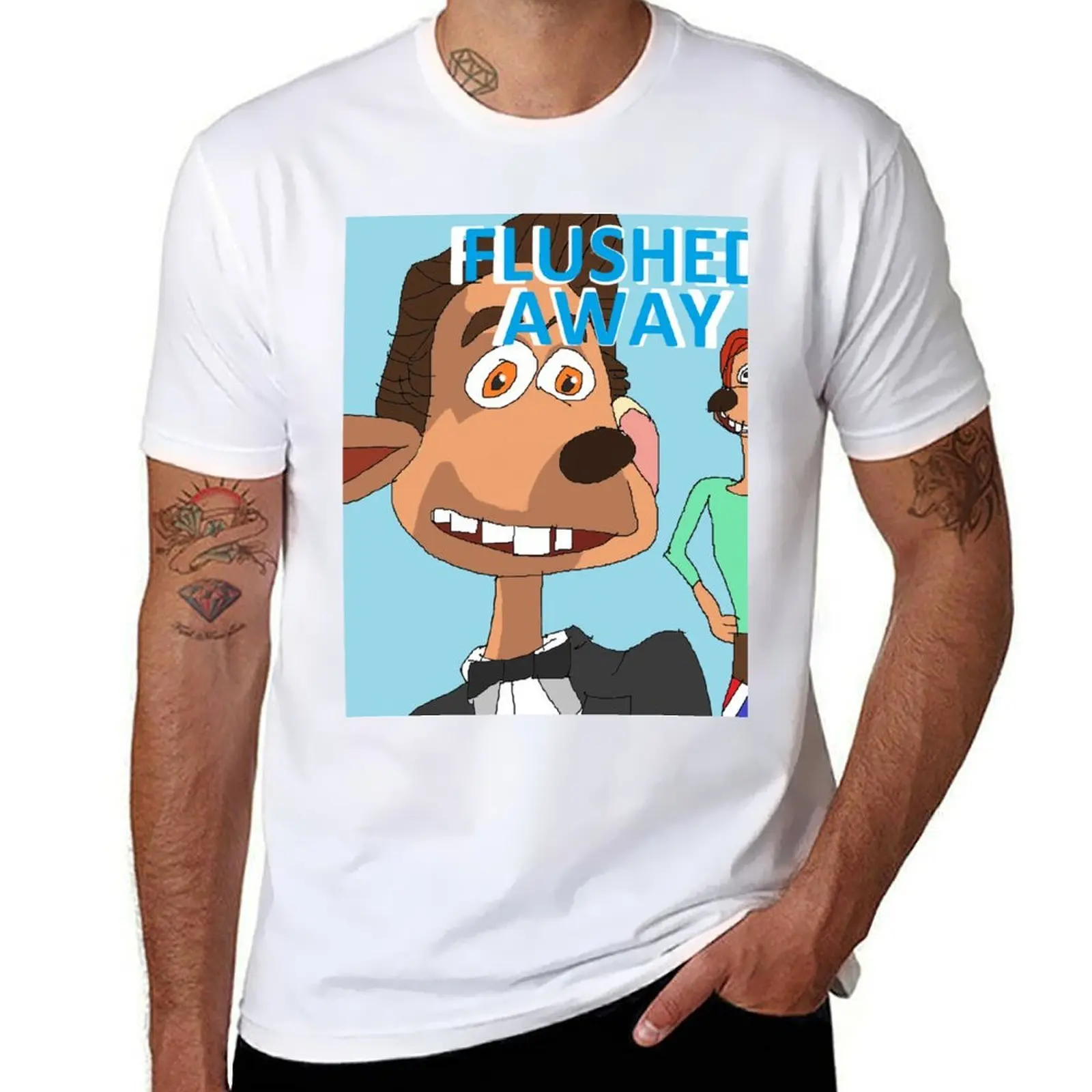 Flushed Away MS الطلاء الفني تي شيرت رجل تي شيرت عالية الجودة الفاخرة العلامة التجارية تي شيرت للرجل 100 بالمائة القطن تي شيرت