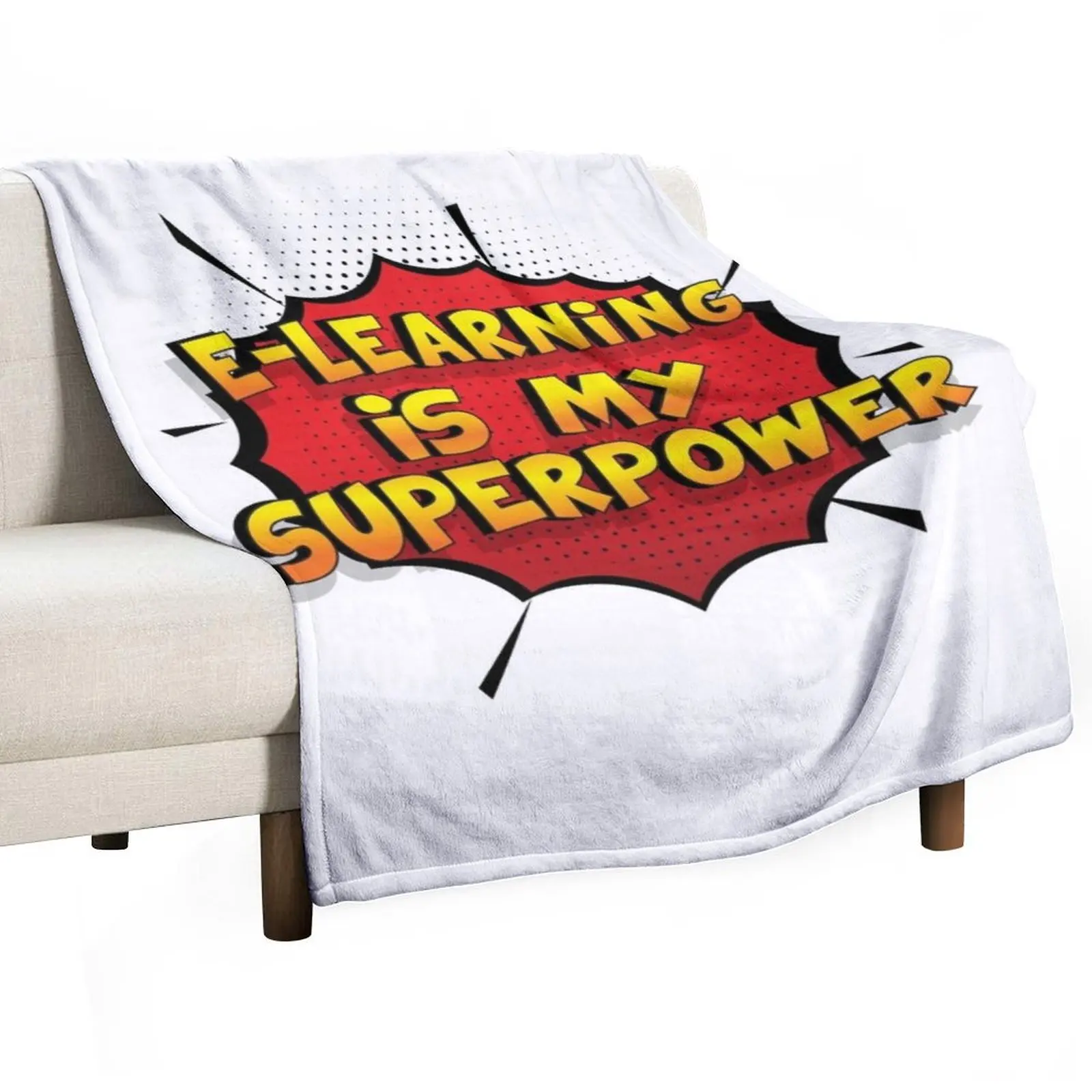 E-Learning is my Superpower Funny Design E-Learning Gift Throw Blanket Single Hairys for sofa Blankets