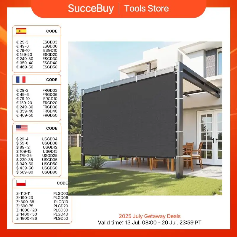 VEVOR 90% الشمس الظل القماش 10x10/12/20ft العريشة الظل غطاء 140 GSM HDPE المظلة شاشة الخصوصية للخارجية فناء حديقة الفناء الخلفي