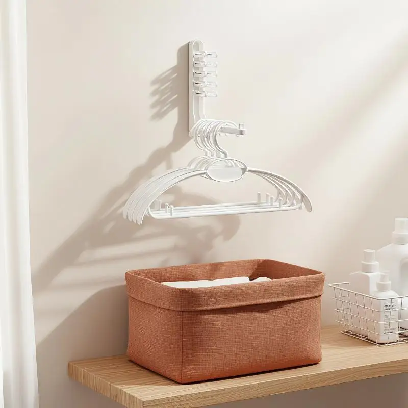 Foldable Clothes Hanger Organizer Scratch Resistant Brushed Finish Space Saving with Hooks for Closet Storage