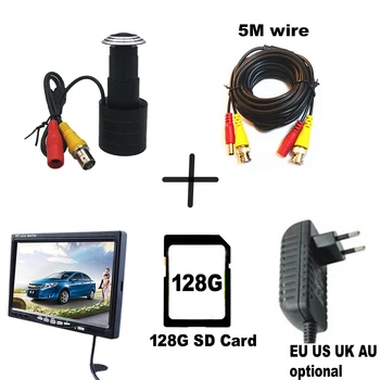 CVBS AHD Door Camera Kit 1080p Eye Fisheye Hole SD Card Cable Security Mini Peephole 7 inch IPS Monitor DVR Wired Video Recorder