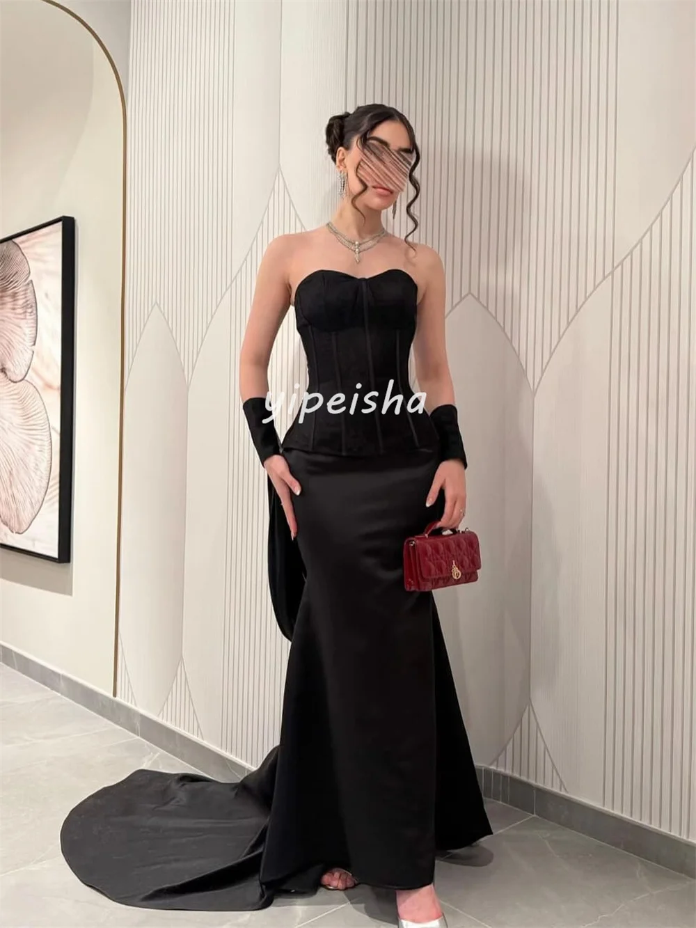 تخصيص الأحجام البسيطة المتاحة الطية حورية البحر فساتين طويلة حمالة فساتين مناسبة مخصصة عالية الجودة النمط الصيني