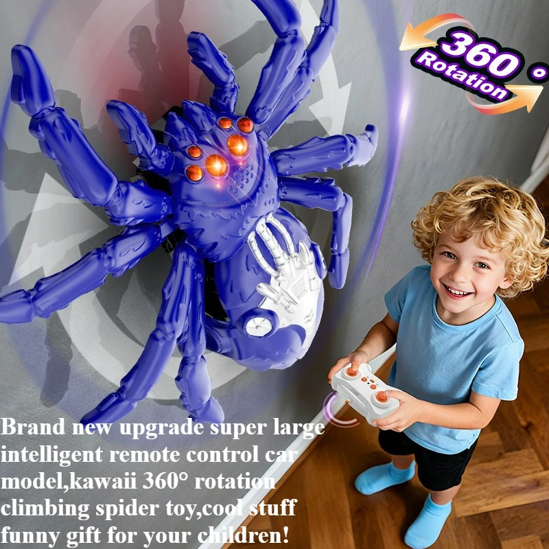 

Cool Stuff Toy Car Funny Gift-AI Intelligent Rc Cars,Remote Control Car,Kawaii 360° Rotation Wall Climbing Spider,Toys for Kids