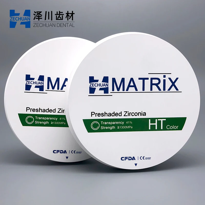 ZECHUAN MATRIX HT-Color Pre-shaded Zirconia Blocks High Translucent Ceramics Material Dental Lab CAD CAM 98mm System