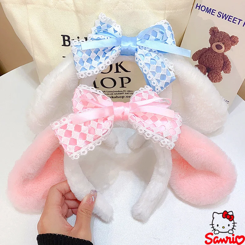 Kawaii Headband Series Plush Kuromi My Melody Cinnamoroll Dog Anime Cute Cartoon Plush Ear Headband Hair Accessories Gift